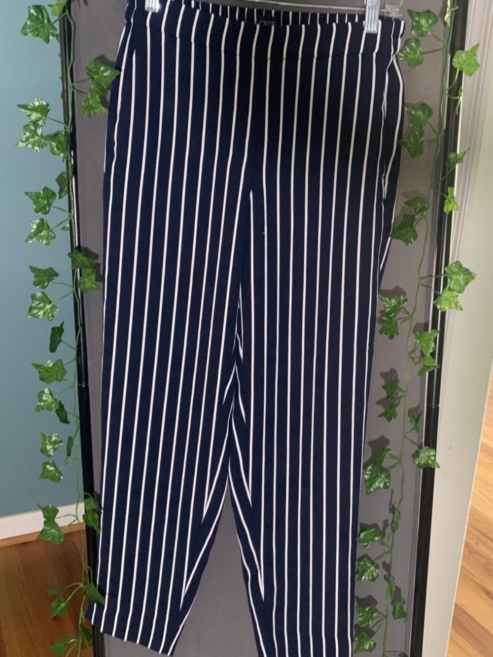 J. Crew Navy and White Vertical Stripe Jamie Straight-Leg Pant Size 2